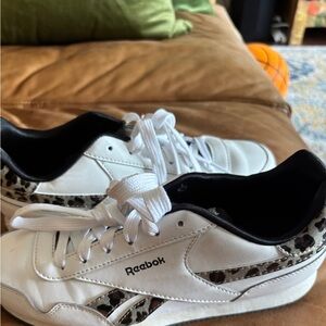 Reebok White and Black Sneakers with Animal Print
